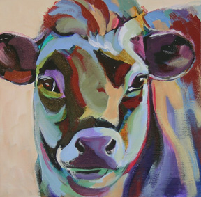 abstract painting of a cow portrait