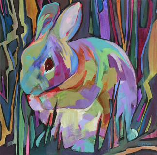 contemporary rabbit painting by Carolee Clark