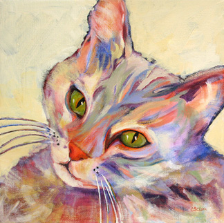 contemporary cat painting by Carolee Clark