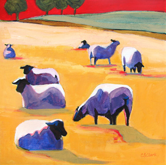 sheep painting by Carolee Clark