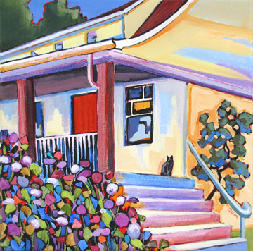 contemporary landscape building painting by Carolee Clark