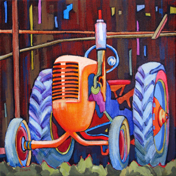 contemporary painting of a tractor by Carolee Clark