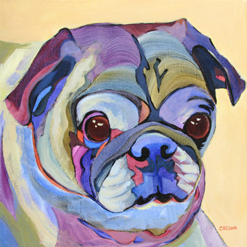 contemporary pet portrait of a dog  "Dudley" by Carolee Clark